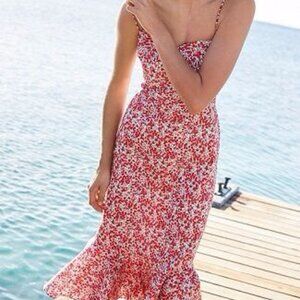 J Crew x Liberty Wiltshire Floral Berry Ruffle Hem Midi Dress Size P8
